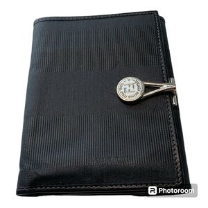 Fendi Black Nylon Bi-Fold Wallet with Silver Logo Clip